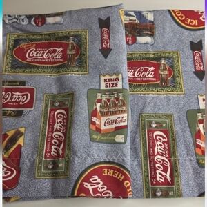 Set Of Vintage Coca Cola Pillow Shams 2 King Size Blue Red NEW 2709-Q